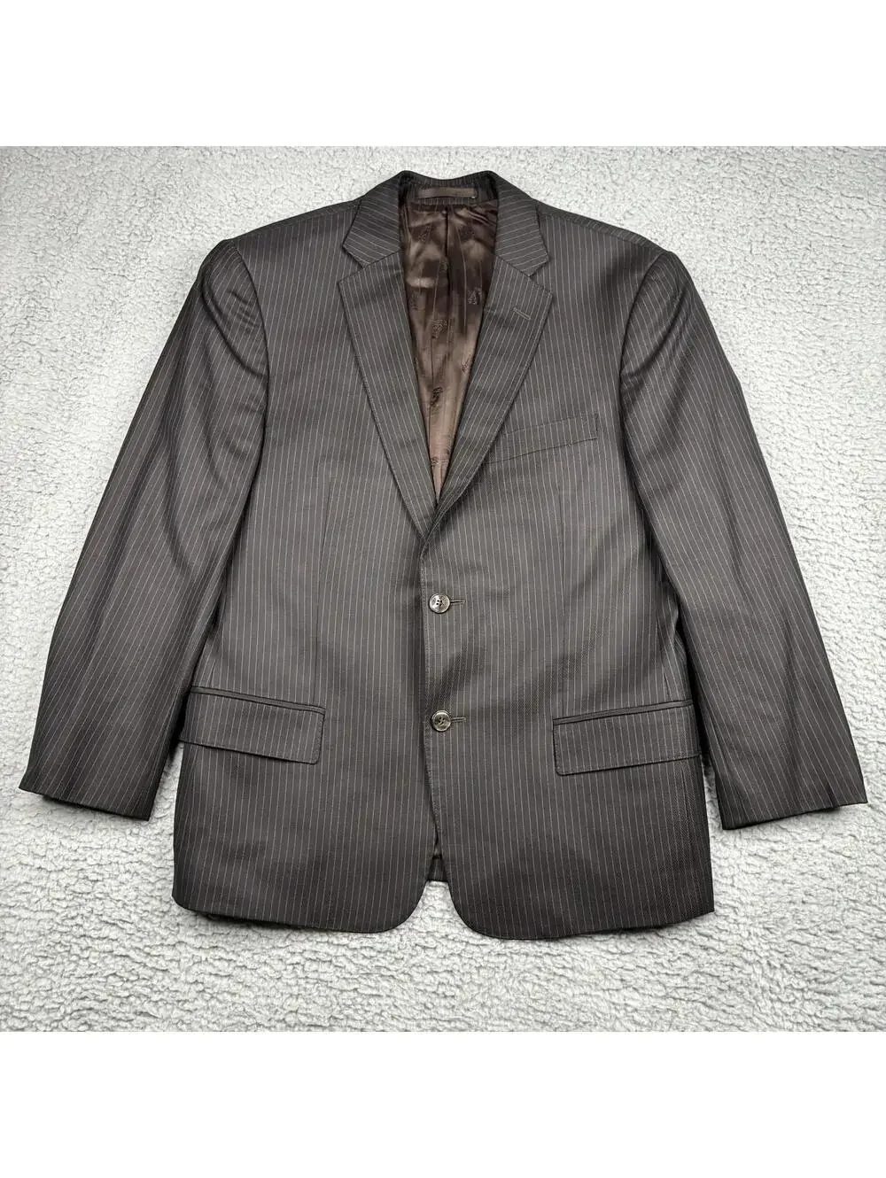 Versace Collection Wool Pinstripe Sport Coat Blazer Mens 50 / 40R Black 2 Button